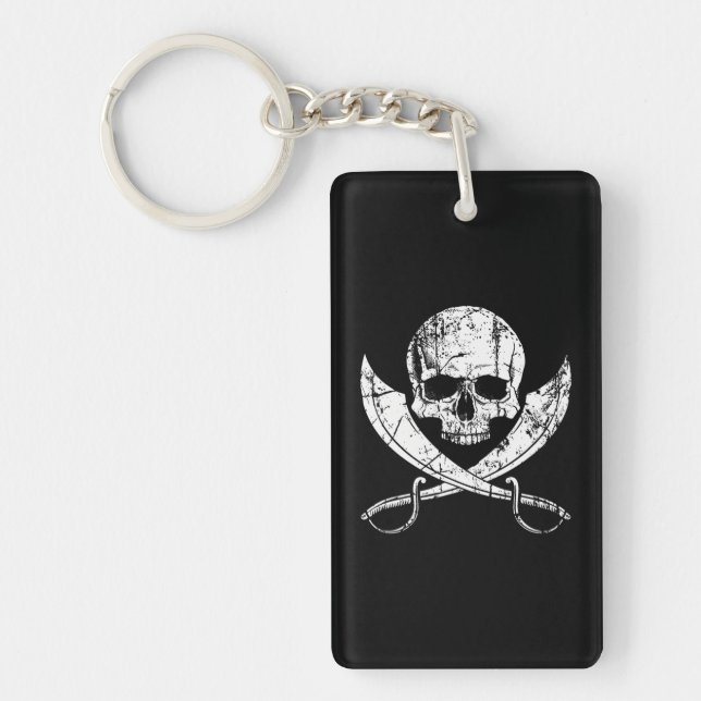 Jolly Roger Pirate Flag Skull and Cross Swords Key Ring (Front)
