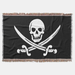 Jolly Roger Pirate Flag Throw Blanket
