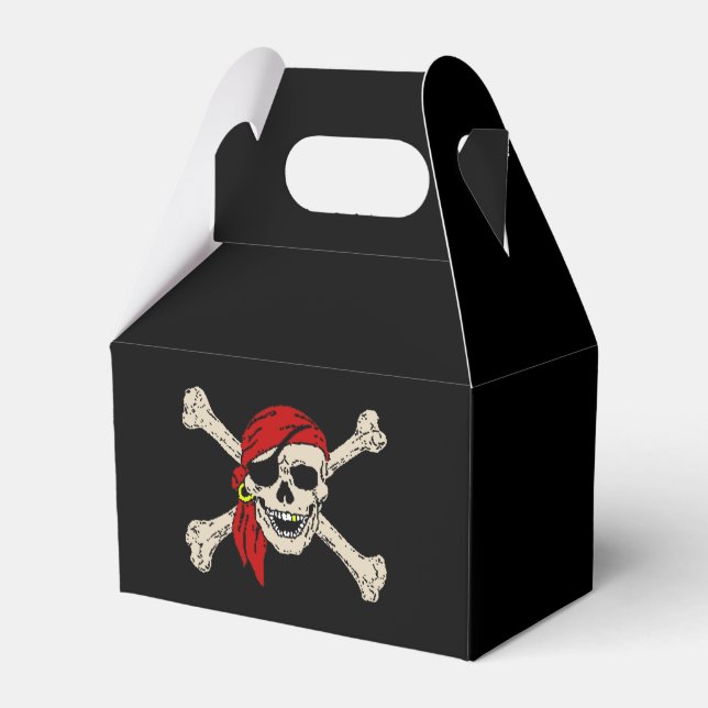 Jolly Roger Pirate Skull Bones Red Bandanna Favour Box (Back Side)