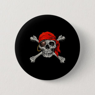 Jolly Roger Pirate Skull Crossbones Halloween Cost 6 Cm Round Badge