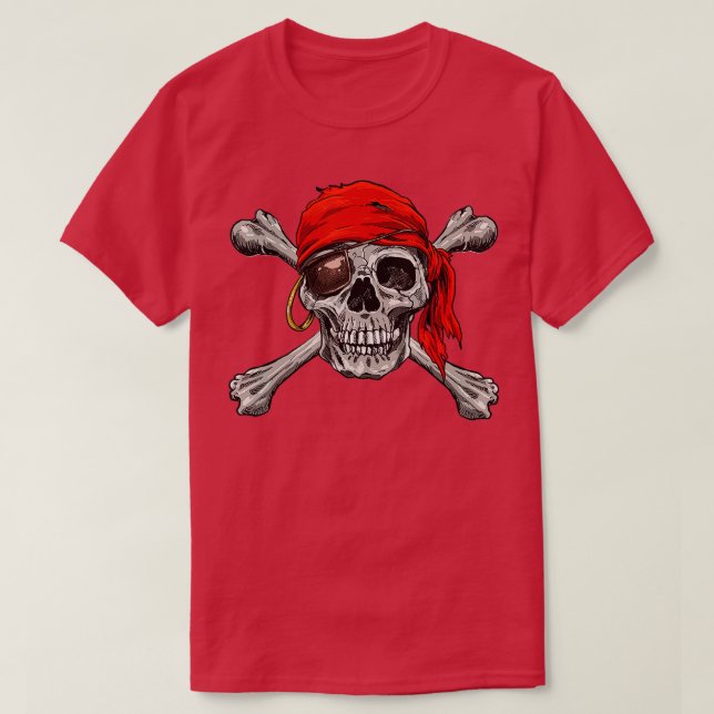 Jolly Roger Pirate Skull Crossbones Halloween Cost T-Shirt (Design Front)