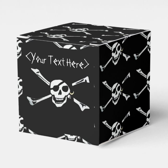Jolly Roger Pirate Skull Pattern Cube Favour Box (Front Side)