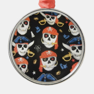 Jolly Roger Pirate Skulls Metal Tree Decoration