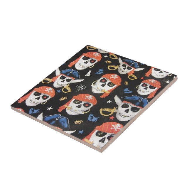 Jolly Roger Pirate Skulls Tile (Side)
