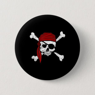 Jolly Roger Pirate Tee Fun Pirates Skull And Cross 6 Cm Round Badge