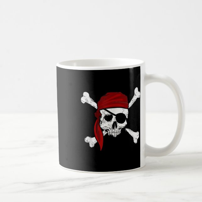 Jolly Roger Pirate Tee Fun Pirates Skull And Cross Coffee Mug (Right)