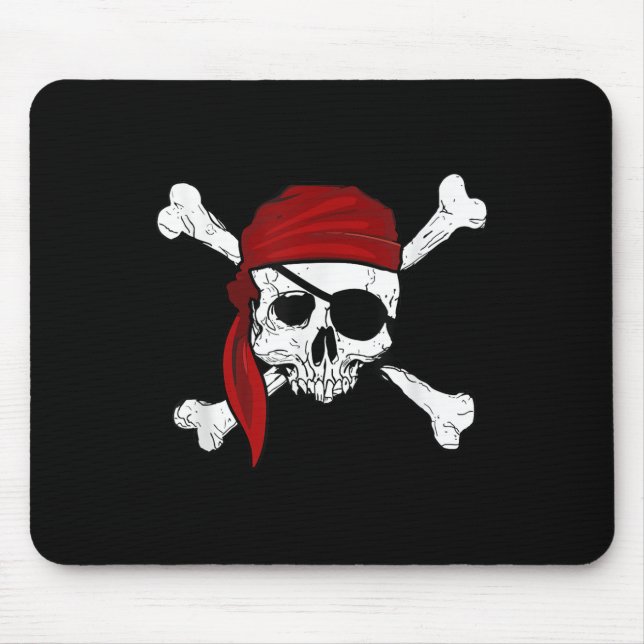 Jolly Roger Pirate Tee Fun Pirates Skull And Cross Mouse Mat (Front)