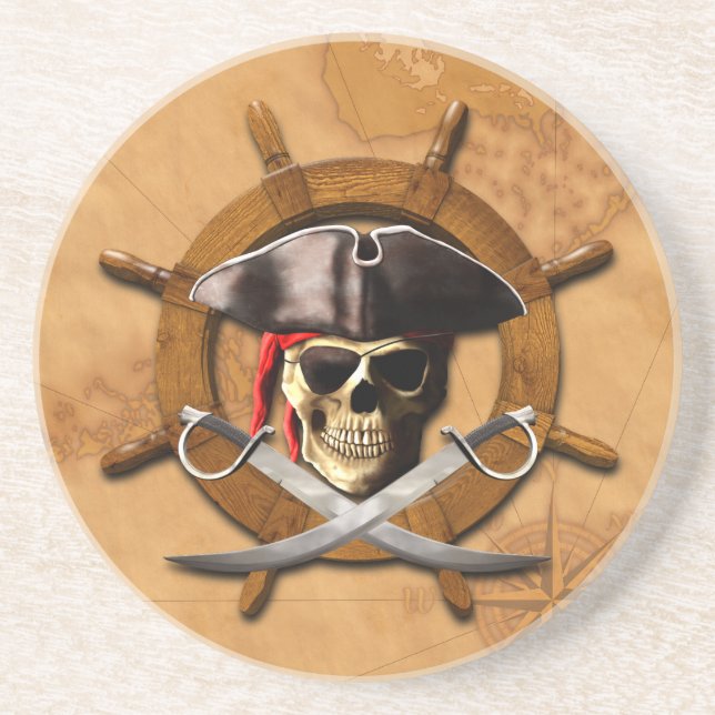 Jolly Roger Pirate Wheel Coaster (Front)