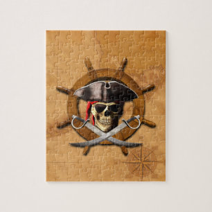 Jolly Roger Pirate Wheel Jigsaw Puzzle