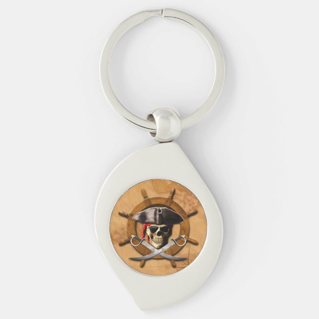 Jolly Roger Pirate Wheel Key Ring (Front)