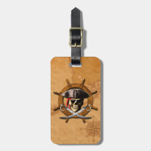 Jolly Roger Pirate Wheel Luggage Tag