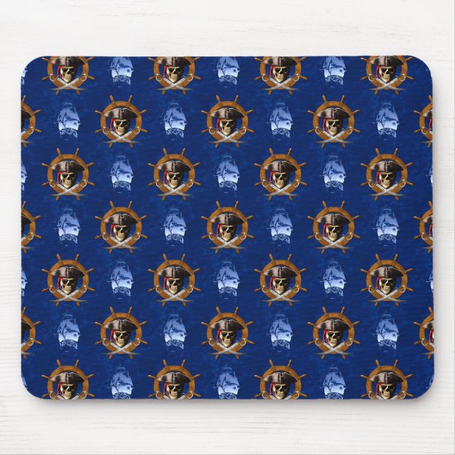 Jolly Roger Pirate Wheel Mouse Mat (Front)