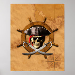 Jolly Roger Pirate Wheel Poster