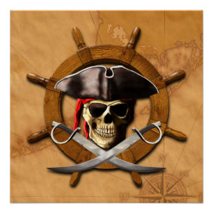 Jolly Roger Pirate Wheel Poster