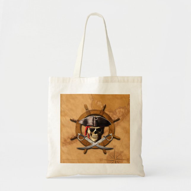 Jolly Roger Pirate Wheel Tote Bag (Front)
