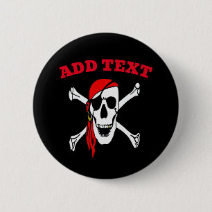 Jolly Roger Pirates Skull and Bones 6 Cm Round Badge