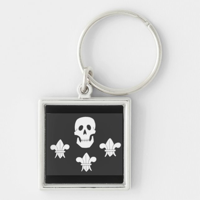 JOLLY ROGER SKULL AND THREE LILIES FLAG KEY RING (Front)