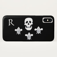 JOLLY ROGER SKULL AND THREE LILIES FLAG MONOGRAM