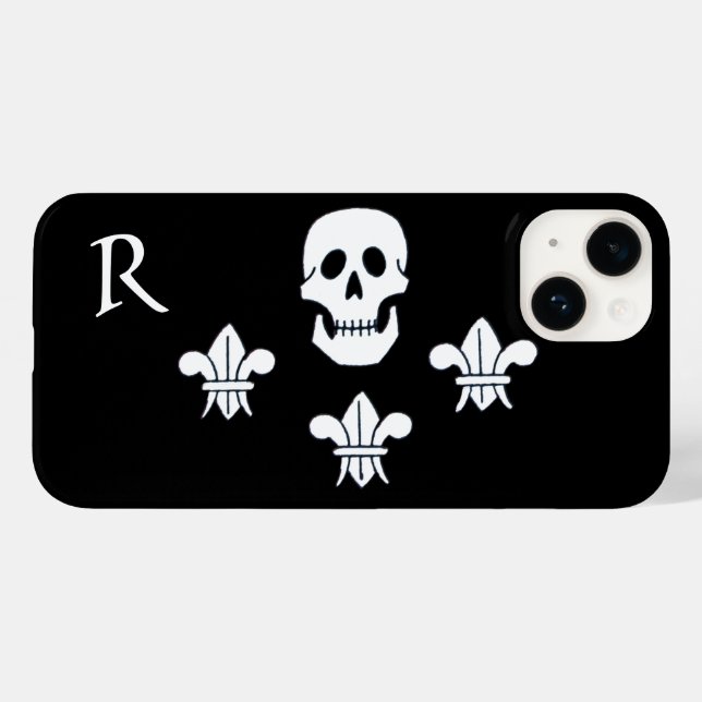 JOLLY ROGER SKULL AND THREE LILIES FLAG MONOGRAM Case-Mate iPhone CASE (Back (Horizontal))
