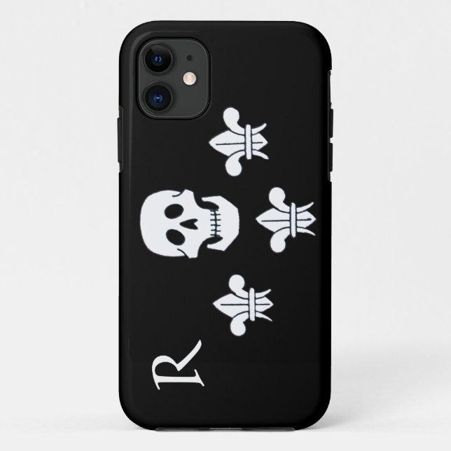 JOLLY ROGER SKULL AND THREE LILIES FLAG MONOGRAM Case-Mate iPhone CASE (Back)