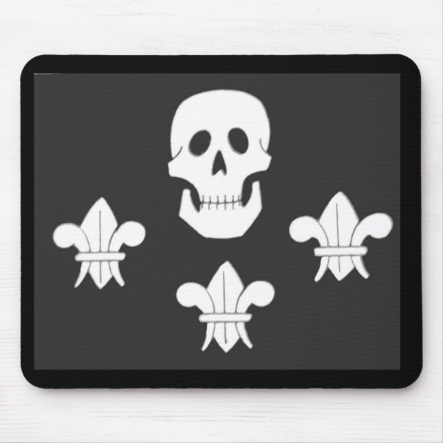 JOLLY ROGER SKULL AND THREE LILIES FLAG MOUSE MAT (Front)