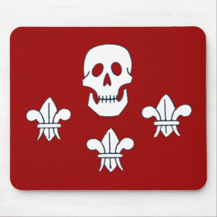 JOLLY ROGER SKULL AND THREE LILIES FLAG MOUSE MAT