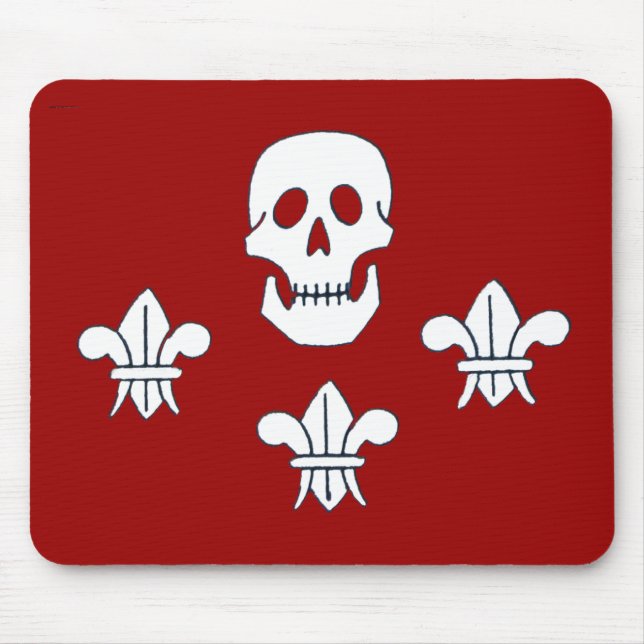 JOLLY ROGER SKULL AND THREE LILIES FLAG MOUSE MAT (Front)
