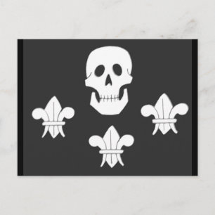 JOLLY ROGER SKULL AND THREE LILIES FLAG POSTCARD