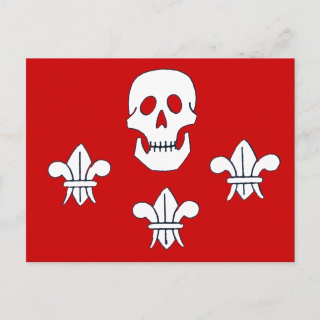 JOLLY ROGER SKULL AND THREE LILIES FLAG POSTCARD (Front)