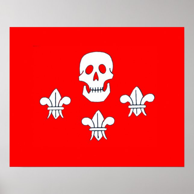JOLLY ROGER SKULL AND THREE LILIES FLAG POSTER (Front)