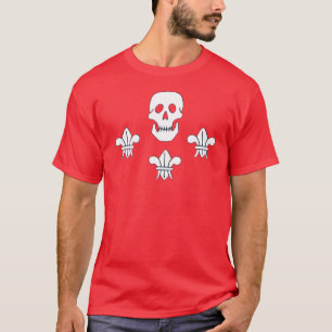 JOLLY ROGER SKULL AND THREE LILIES FLAG T-Shirt