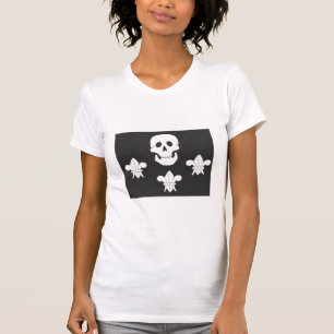 JOLLY ROGER SKULL AND THREE LILIES FLAG T-Shirt
