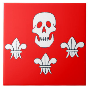 JOLLY ROGER SKULL AND THREE LILIES FLAG TILE