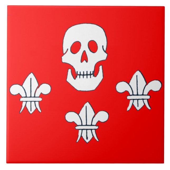 JOLLY ROGER SKULL AND THREE LILIES FLAG TILE (Front)