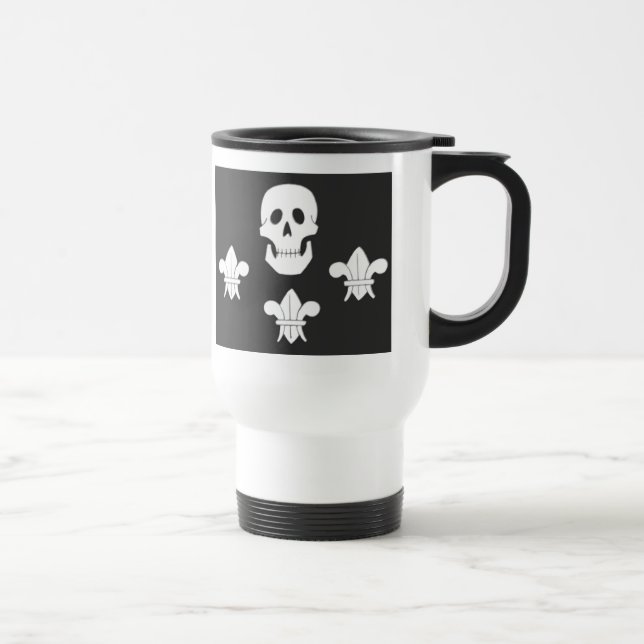 JOLLY ROGER SKULL AND THREE LILIES FLAG TRAVEL MUG (Right)