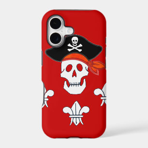 JOLLY ROGER SKULL, PIRATE HAT AND THREE LILIES