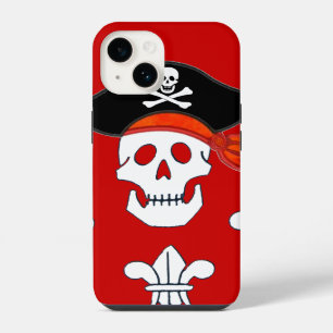 JOLLY ROGER SKULL, PIRATE HAT AND THREE LILIES iPhone 14 CASE