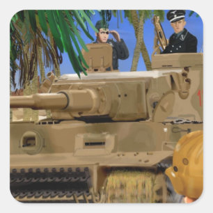 JOLLY ROGER TIGER TANK. SQUARE STICKER