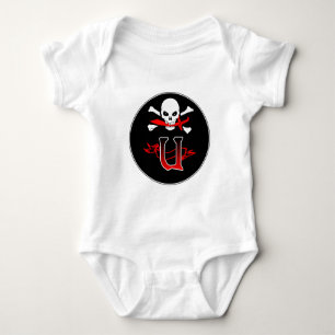 Jolly Roger U Monogram Initial Baby Bodysuit
