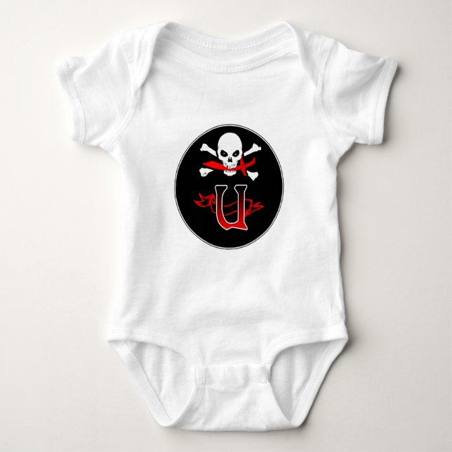 Jolly Roger U Monogram Initial Baby Bodysuit (Front)
