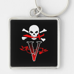 Jolly Roger V Monogram Initial Key Ring