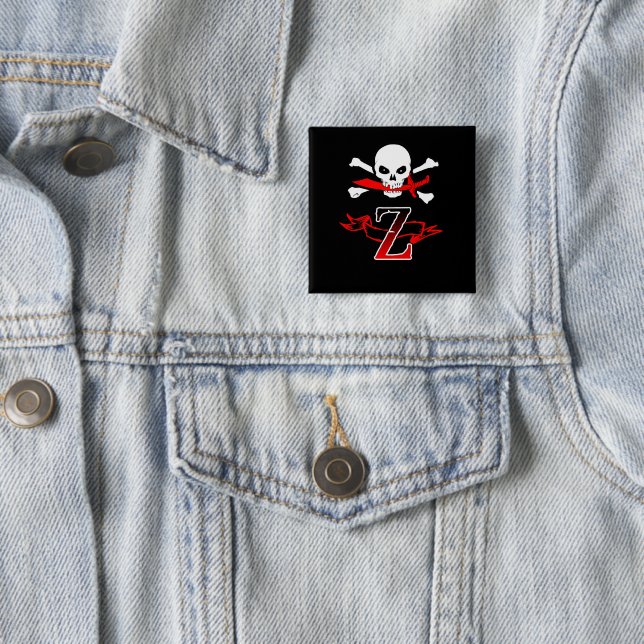 Jolly Roger Z Monogram Initial 15 Cm Square Badge (In Situ)
