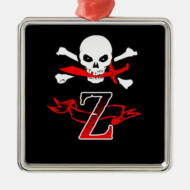 Jolly Roger Z Monogram Initial Metal Tree Decoration (Front)