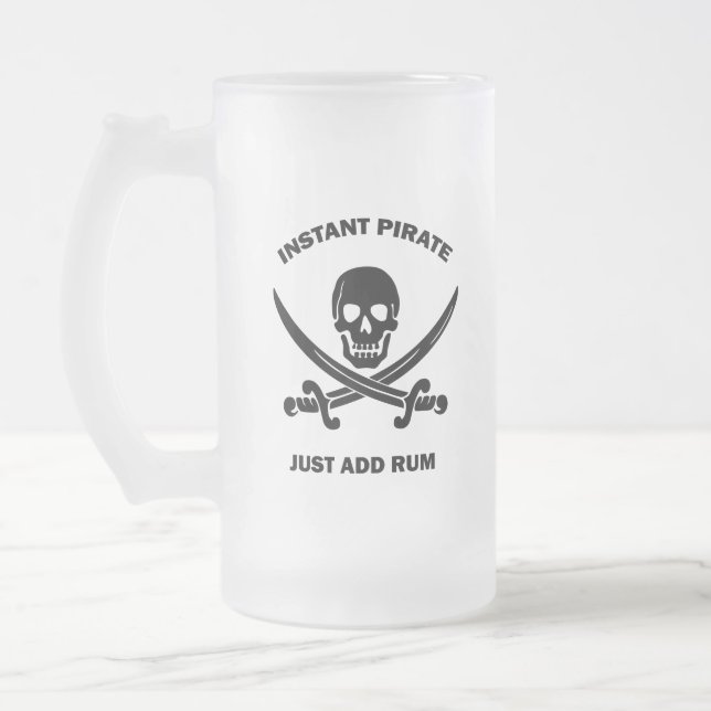 Jolly Rogers Instant Pirate Add Rum Frosted Glass Beer Mug (Left)