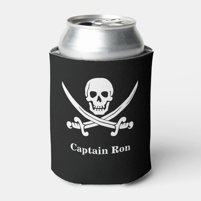 Jolly Rogers Pirate Captain Custom  Can Cooler (Can Front)