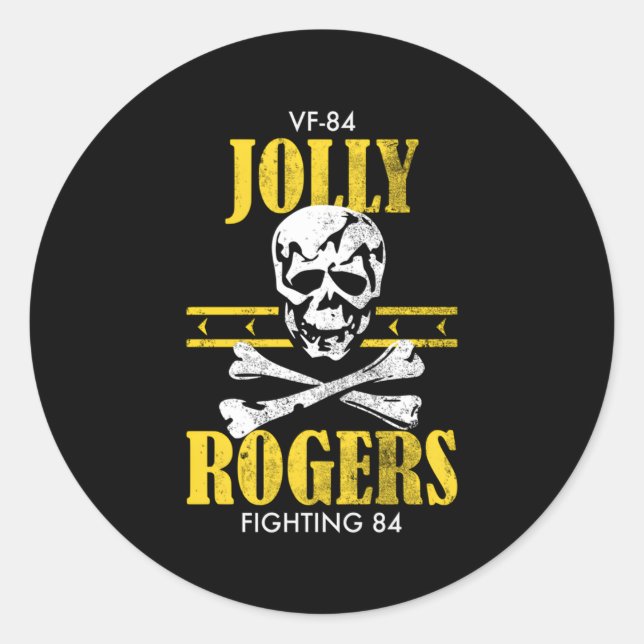 Jolly Rogers Vf-84 Distressed Classic Round Sticker (Front)