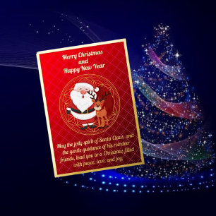 Jolly Santa and Reindeer Christmas Foil Card