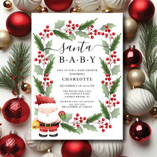 Jolly Santa Baby Shower Invitation