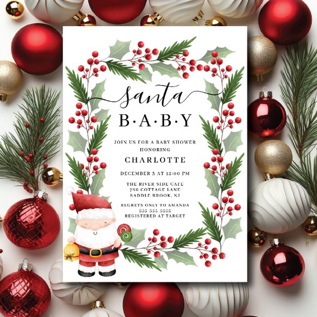 Jolly Santa Baby Shower Invitation (Creator Uploaded)