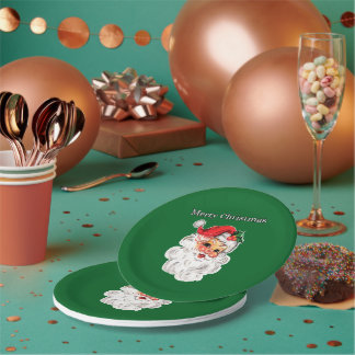 Jolly Santa Christmas Paper Plate